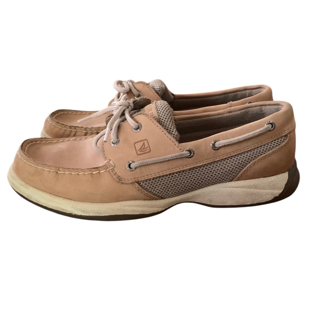Sperry Womens Intrepid Topsider Classic Leather Boat Fisherman Slip On Tan Sz 9